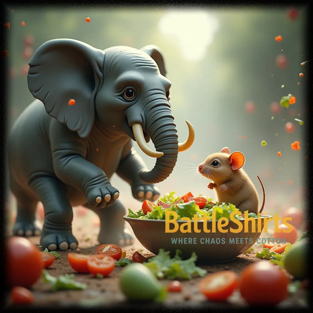hamster vs elephant - hamster vs elephant - custom printed battle t-shirt